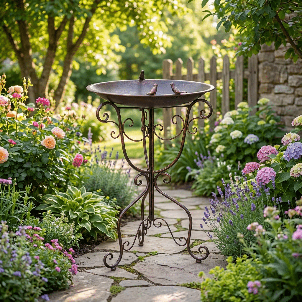 Ornate Bird Bath on Stand