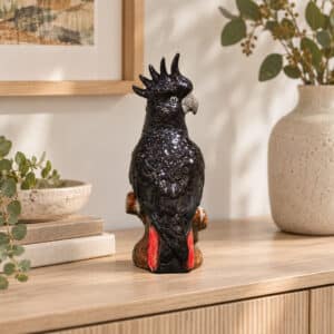 Glazed Ceramic Black Cockatoo