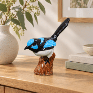 Glazed Ceramic Blue Wren