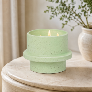 Sage Green Speckled Candle - Bamboo & Green Tea
